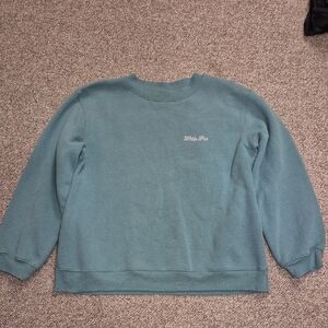 White Fox Teal Crewneck Sweatshirt Size M/L Oversized